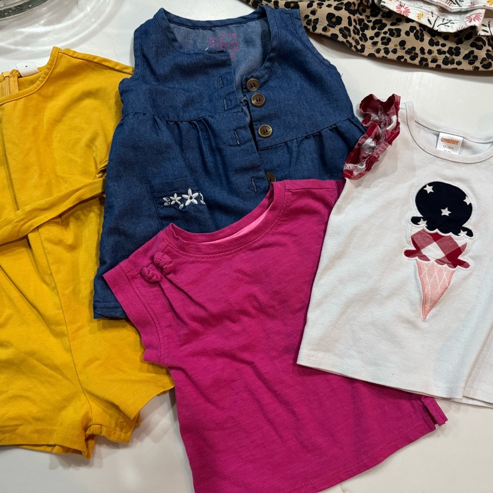 Bundled Wholesale Resale Lot 10 baby girl clothing items size 12 to 18 months
